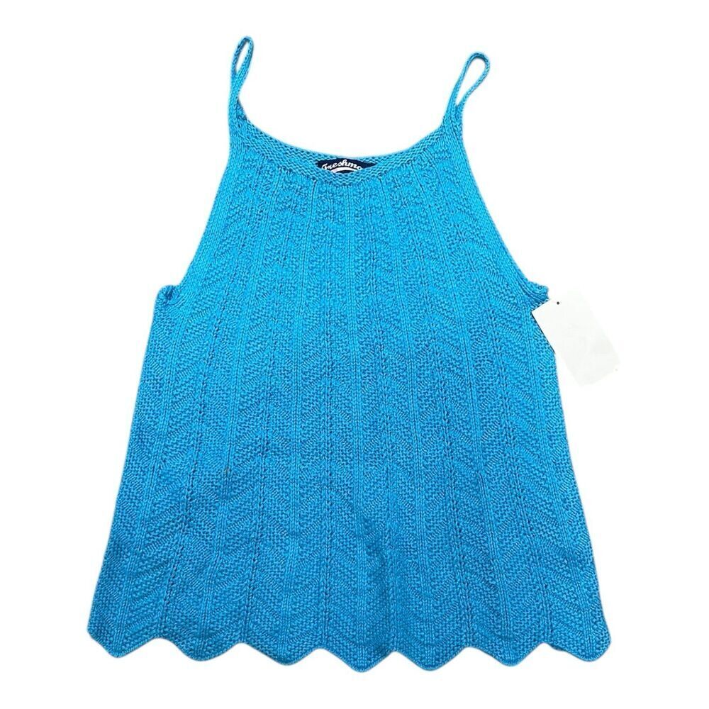 Freshman Blue Crochet Tank Top L Girls